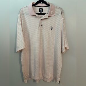 Footjoy Polo Shirt Mens Large Pink Stripes Golf Course Performance Wicking